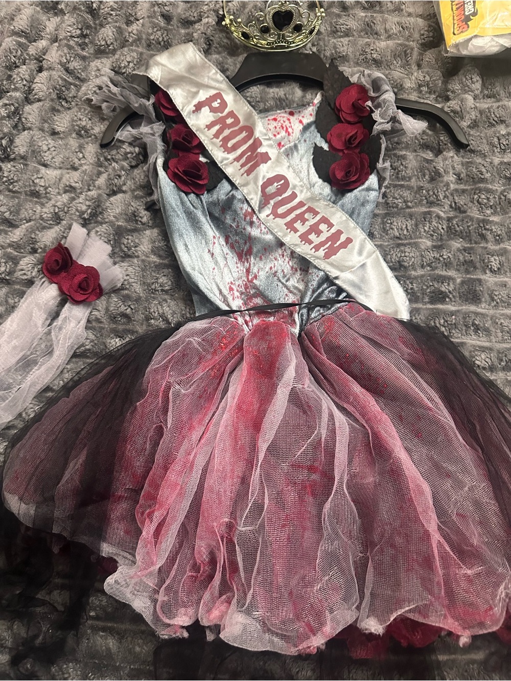 Kids Prom Queen Halloween Costume in Gray and Burgundy